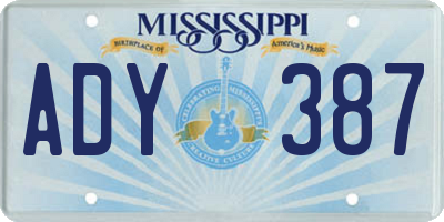 MS license plate ADY387