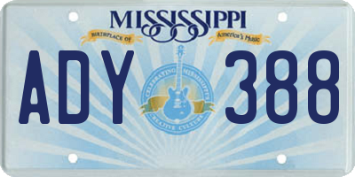 MS license plate ADY388