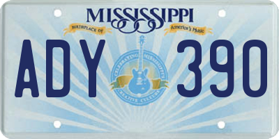 MS license plate ADY390