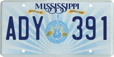 MS license plate ADY391