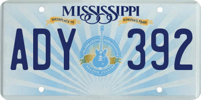 MS license plate ADY392