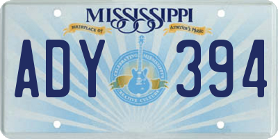 MS license plate ADY394