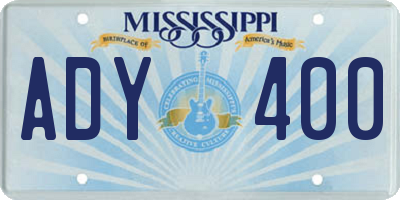 MS license plate ADY400