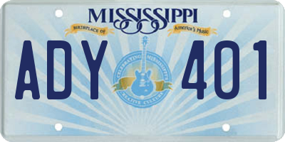 MS license plate ADY401
