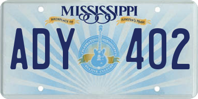 MS license plate ADY402