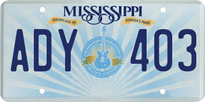 MS license plate ADY403