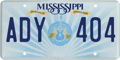 MS license plate ADY404