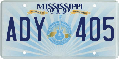MS license plate ADY405