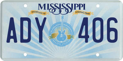 MS license plate ADY406