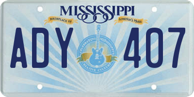 MS license plate ADY407