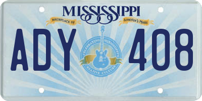 MS license plate ADY408