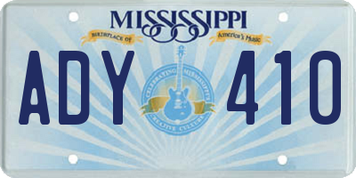 MS license plate ADY410