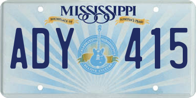 MS license plate ADY415