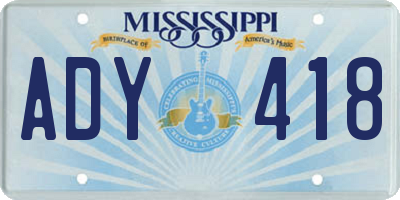 MS license plate ADY418