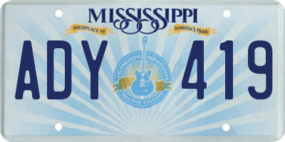 MS license plate ADY419