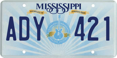 MS license plate ADY421