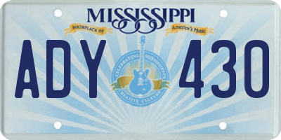 MS license plate ADY430