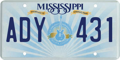 MS license plate ADY431