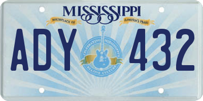 MS license plate ADY432