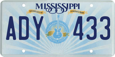MS license plate ADY433