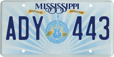 MS license plate ADY443