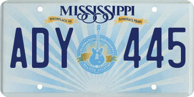 MS license plate ADY445