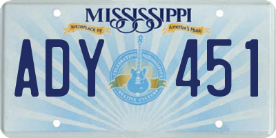 MS license plate ADY451