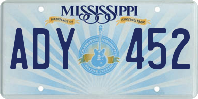 MS license plate ADY452