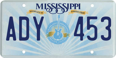 MS license plate ADY453
