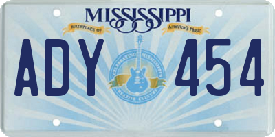 MS license plate ADY454