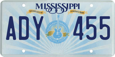 MS license plate ADY455
