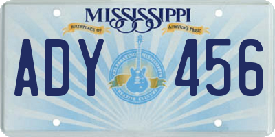 MS license plate ADY456