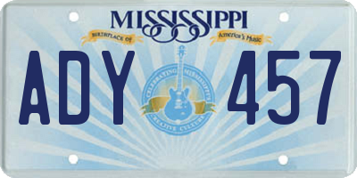 MS license plate ADY457