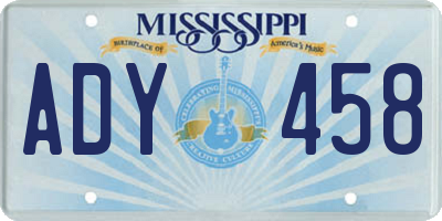 MS license plate ADY458