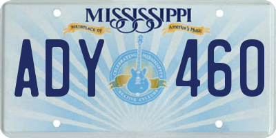 MS license plate ADY460