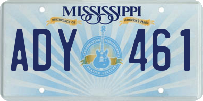 MS license plate ADY461