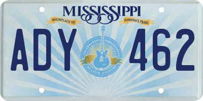 MS license plate ADY462