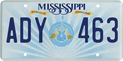 MS license plate ADY463
