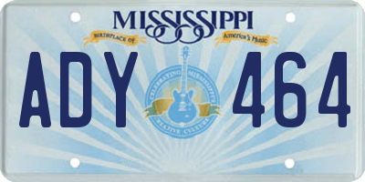 MS license plate ADY464