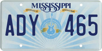 MS license plate ADY465