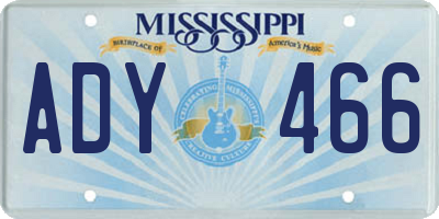 MS license plate ADY466