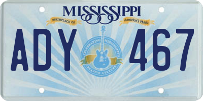 MS license plate ADY467