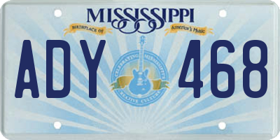 MS license plate ADY468