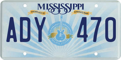 MS license plate ADY470