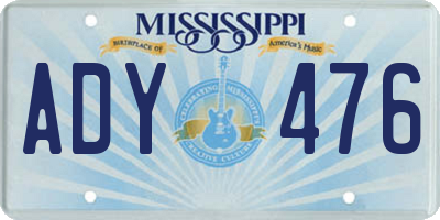 MS license plate ADY476