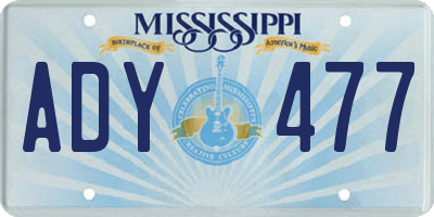 MS license plate ADY477