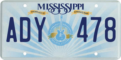 MS license plate ADY478