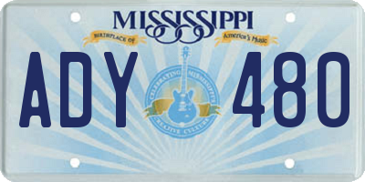 MS license plate ADY480