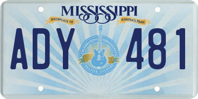 MS license plate ADY481