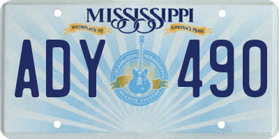 MS license plate ADY490